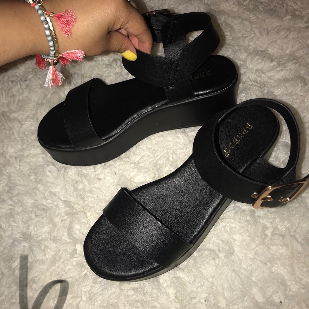 Black platform sandals never worn!
